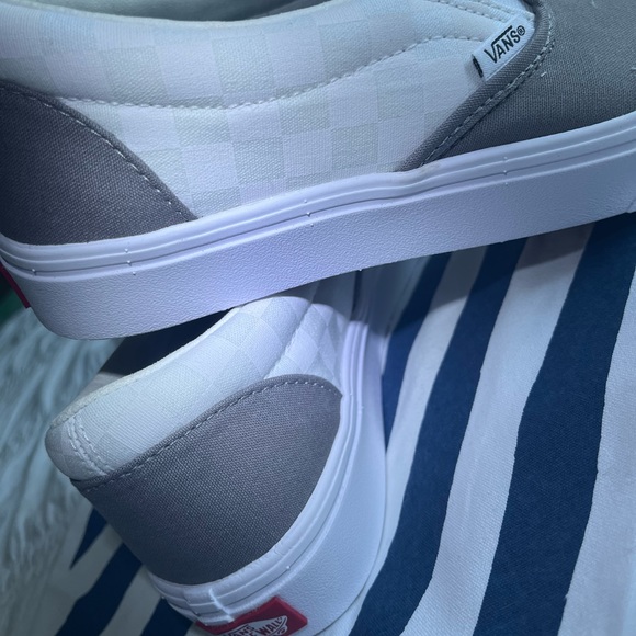 Vans Custom ComfyCush Slip-ons; gray and white/true white checkerboard. - Picture 4 of 4